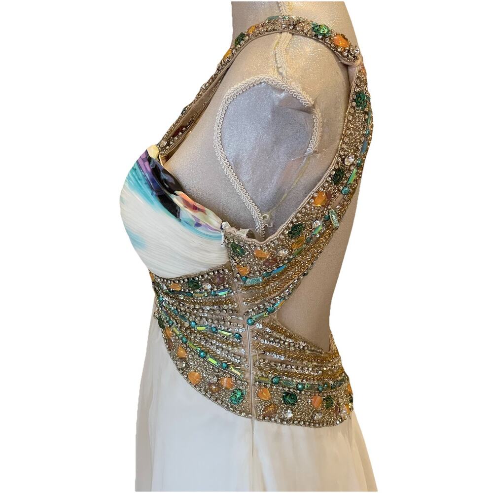 Terani Couture Rhinestone Colorful Floral Halter Neck Prom or Pageant gown Sz 0 - Picture 6 of 16